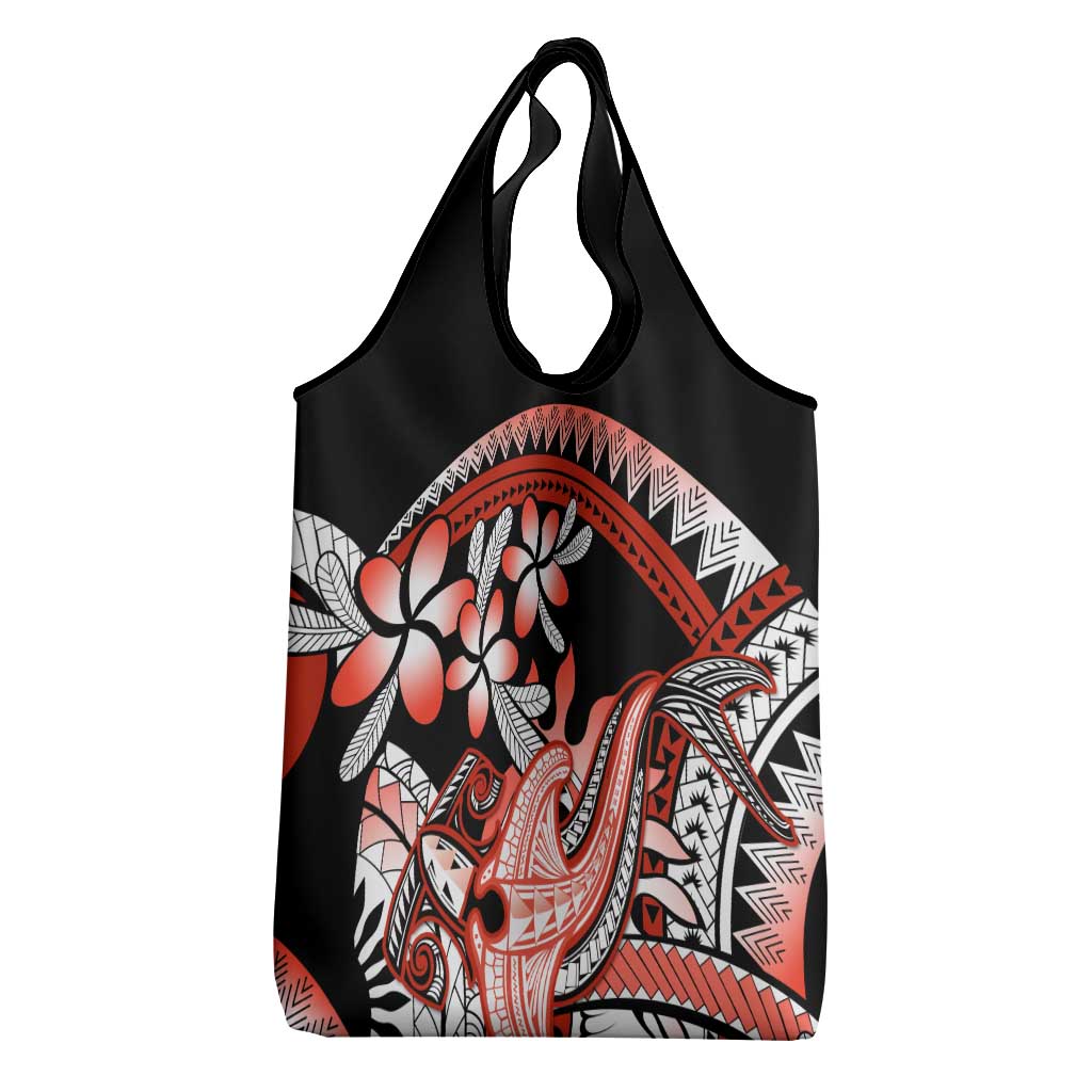 Red Polynesian Grocery Bag Hammerhead Shark Tattoo Royal Plumeria Gradient