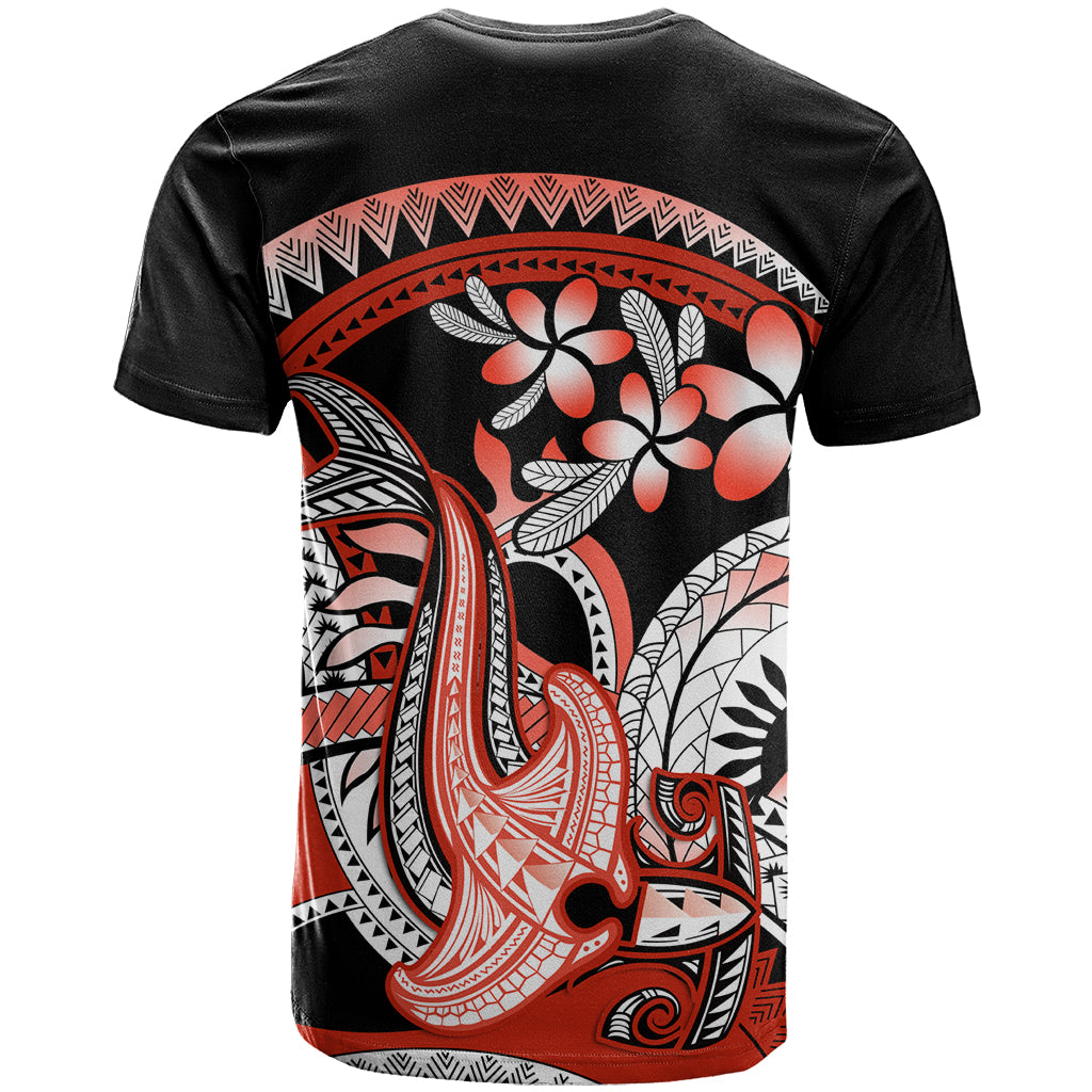 Red Polynesian T Shirt Hammerhead Shark Tattoo Royal Plumeria Gradient Vibes LT14 - Polynesian Pride