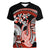 Red Polynesian Women V Neck T Shirt Hammerhead Shark Tattoo Royal Plumeria Gradient Vibes LT14 Female Red - Polynesian Pride