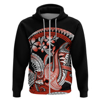 Red Polynesian Zip Hoodie Hammerhead Shark Tattoo Royal Plumeria Gradient Vibes LT14 Zip Hoodie Red - Polynesian Pride