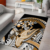 Gold Polynesian Hammerhead Shark Tattoo Area Rug Royal Plumeria Gradient Vibes LT14 - Polynesian Pride