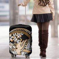 Gold Polynesian Hammerhead Shark Tattoo Luggage Cover Royal Plumeria Gradient Vibes LT14 - Polynesian Pride
