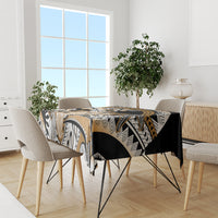 Gold Polynesian Hammerhead Shark Tattoo Tablecloth Royal Plumeria Gradient Vibes LT14 - Polynesian Pride