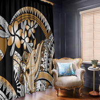 Gold Polynesian Hammerhead Shark Tattoo Window Curtain Royal Plumeria Gradient Vibes LT14 - Polynesian Pride
