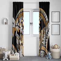 Gold Polynesian Hammerhead Shark Tattoo Window Curtain Royal Plumeria Gradient Vibes LT14 - Polynesian Pride