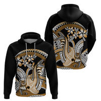 Gold Polynesian Hammerhead Shark Tattoo Zip Hoodie Royal Plumeria Gradient Vibes LT14 - Polynesian Pride