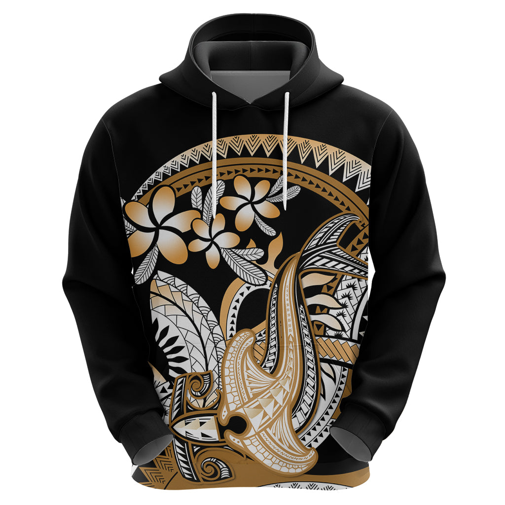 Gold Polynesian Hammerhead Shark Tattoo Zip Hoodie Royal Plumeria Gradient Vibes LT14 - Polynesian Pride