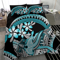 Turquoise Polynesian Hammerhead Shark Tattoo Bedding Set Royal Plumeria Gradient Vibes LT14 - Polynesian Pride