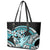 Turquoise Polynesian Hammerhead Shark Tattoo Leather Tote Bag Royal Plumeria Gradient Vibes LT14 - Polynesian Pride