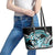 Turquoise Polynesian Hammerhead Shark Tattoo Leather Tote Bag Royal Plumeria Gradient Vibes LT14 - Polynesian Pride