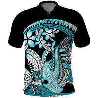 Turquoise Polynesian Hammerhead Shark Tattoo Polo Shirt Royal Plumeria Gradient Vibes LT14 Turquoise - Polynesian Pride