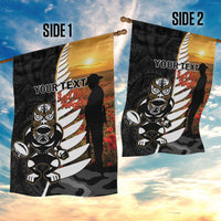 Custom New Zealand Silver Fern Rugby ANZAC Day Garden Flag 2024 All Black Tiki Mascot LT14 - Polynesian Pride