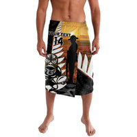 Custom New Zealand Silver Fern Rugby ANZAC Day Lavalava 2024 All Black Tiki Mascot LT14 Black - Polynesian Pride