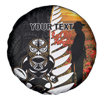 Custom New Zealand Silver Fern Rugby ANZAC Day Spare Tire Cover 2024 All Black Tiki Mascot LT14 - Polynesian Pride