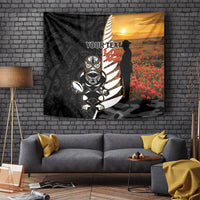 Custom New Zealand Silver Fern Rugby ANZAC Day Tapestry 2024 All Black Tiki Mascot