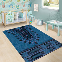 Blue African Dashiki With Fijian Tapa Pattern Area Rug