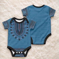 Blue African Dashiki With Fijian Tapa Pattern Baby Onesie LT14 - Polynesian Pride
