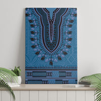 Blue African Dashiki With Fijian Tapa Pattern Canvas Wall Art