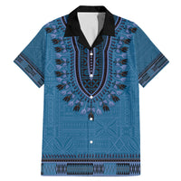 Blue African Dashiki With Fijian Tapa Pattern Family Matching Mermaid Dress and Hawaiian Shirt LT14 Dad's Shirt - Short Sleeve Blue - Polynesian Pride