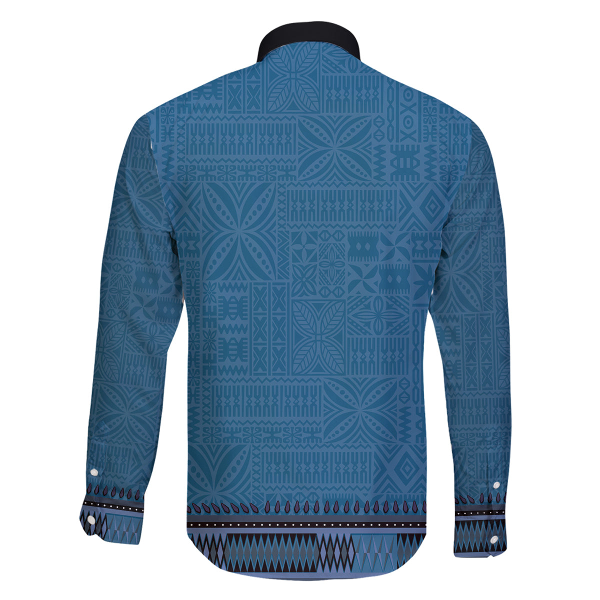 Blue African Dashiki With Fijian Tapa Pattern Family Matching Mermaid Dress and Hawaiian Shirt LT14 - Polynesian Pride