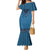 Blue African Dashiki With Fijian Tapa Pattern Family Matching Mermaid Dress and Hawaiian Shirt