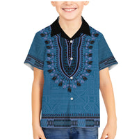 Blue African Dashiki With Fijian Tapa Pattern Family Matching Mermaid Dress and Hawaiian Shirt LT14 Son's Shirt Blue - Polynesian Pride
