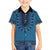 Blue African Dashiki With Fijian Tapa Pattern Family Matching Off Shoulder Short Dress and Hawaiian Shirt