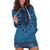 Blue African Dashiki With Fijian Tapa Pattern Hoodie Dress