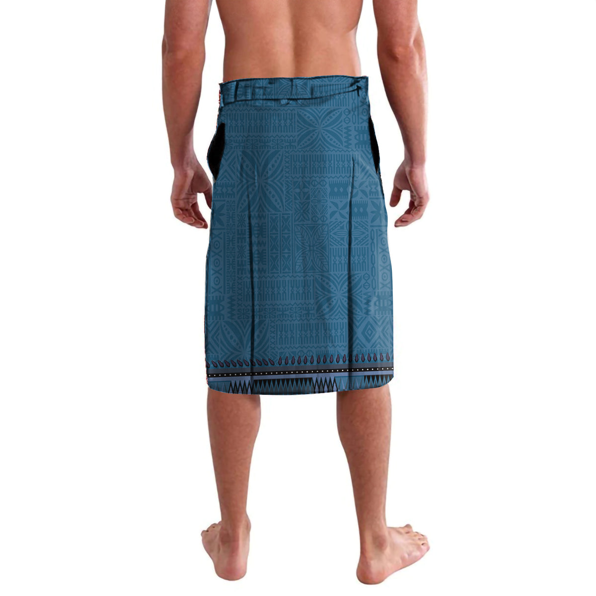 Blue African Dashiki With Fijian Tapa Pattern Lavalava