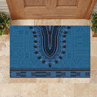 Blue African Dashiki With Fijian Tapa Pattern Rubber Doormat