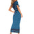 Blue African Dashiki With Fijian Tapa Pattern Short Sleeve Bodycon Dress