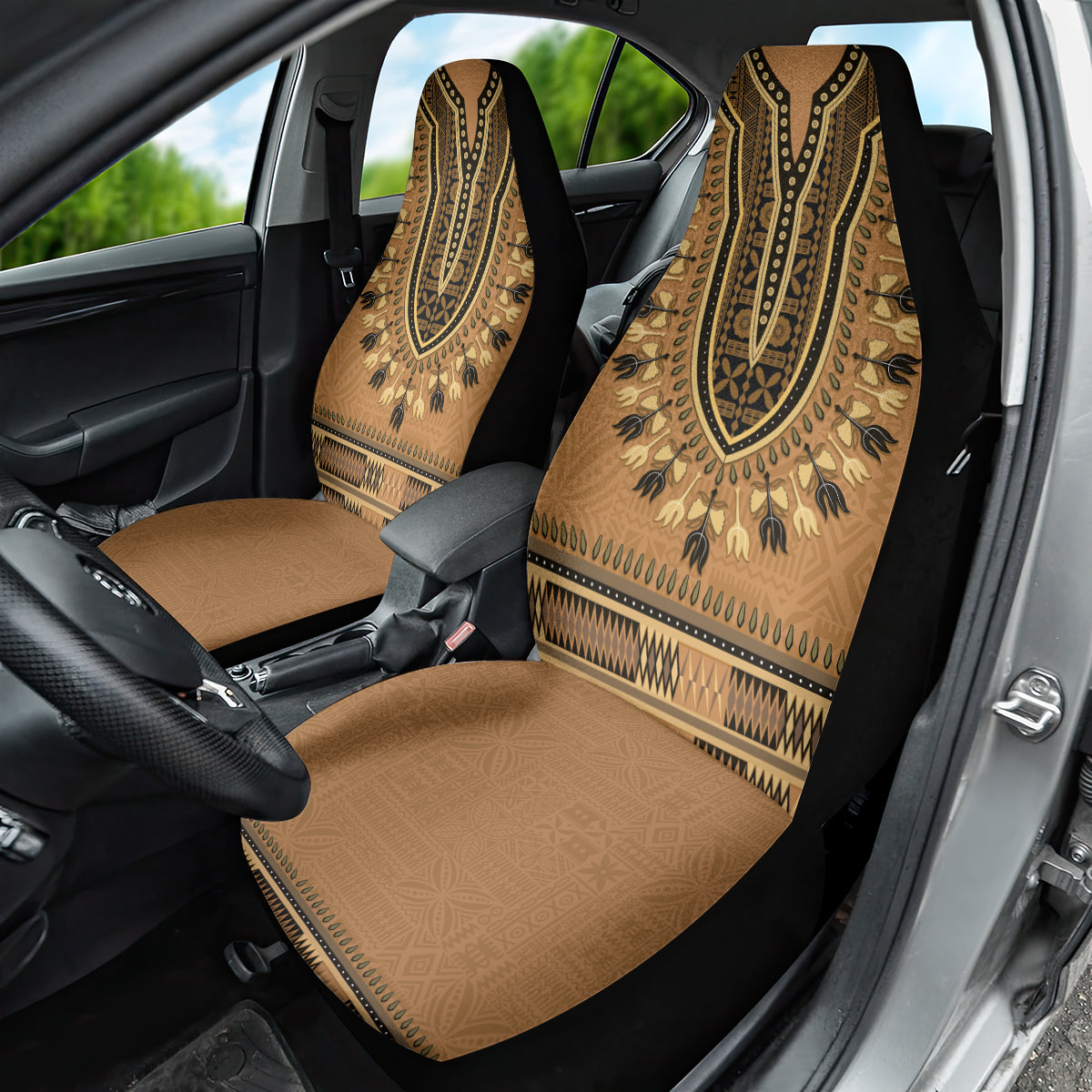 Brown African Dashiki With Fijian Tapa Pattern Car Seat Cover