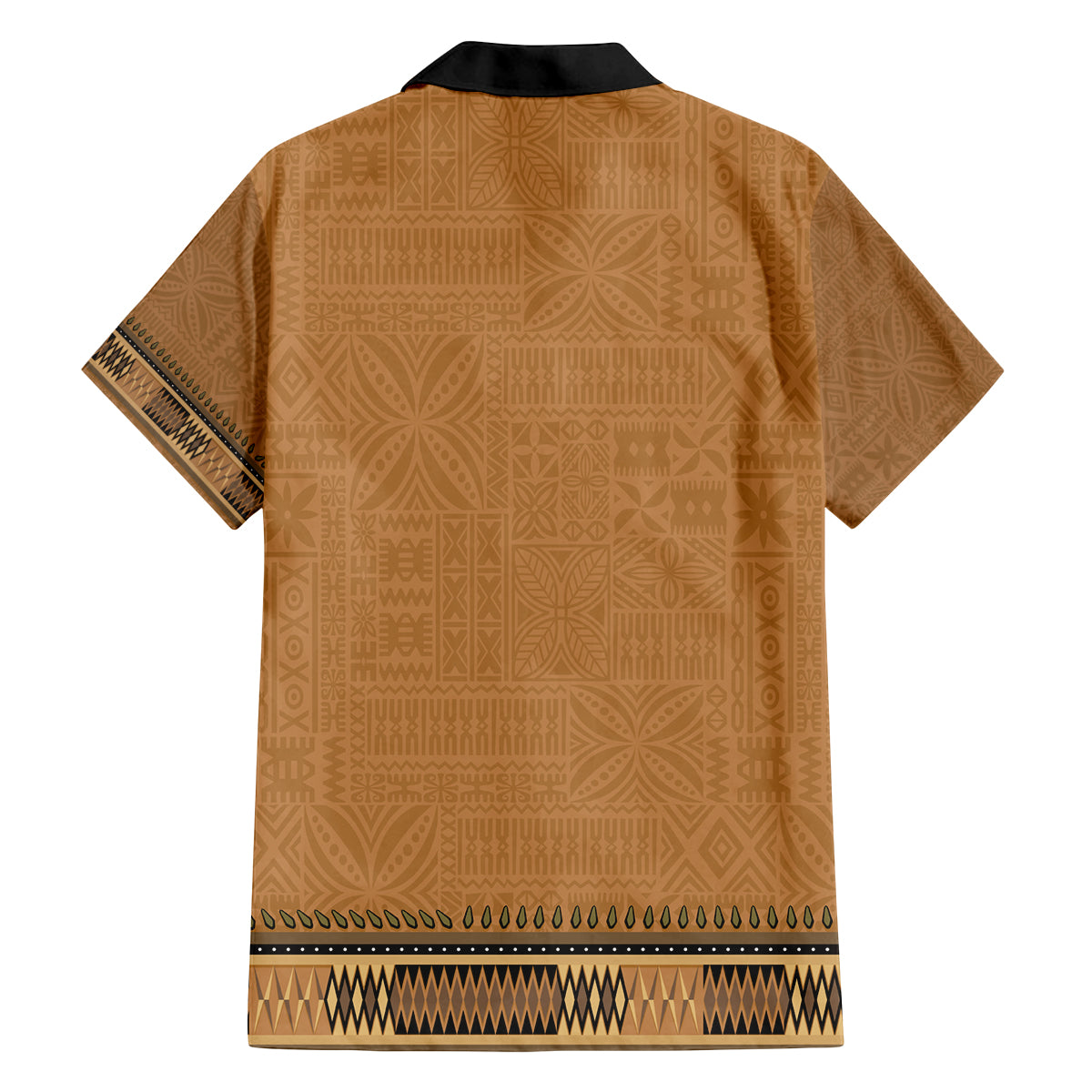 Brown African Dashiki With Fijian Tapa Pattern Family Matching Long Sleeve Bodycon Dress and Hawaiian Shirt