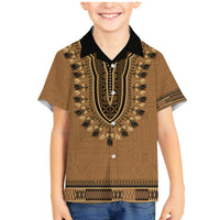 Brown African Dashiki With Fijian Tapa Pattern Family Matching Mermaid Dress and Hawaiian Shirt LT14 Son's Shirt Brown - Polynesian Pride