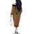 Brown African Dashiki With Fijian Tapa Pattern Family Matching Off The Shoulder Long Sleeve Dress and Hawaiian Shirt
