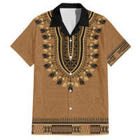 Brown African Dashiki With Fijian Tapa Pattern Family Matching Off Shoulder Maxi Dress and Hawaiian Shirt