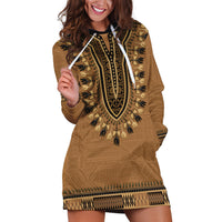 Brown African Dashiki With Fijian Tapa Pattern Hoodie Dress