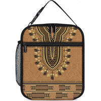 Brown African Dashiki With Fijian Tapa Pattern Lunch Bag LT14 10.2 × 8.3 × 4.3 inch Brown - Polynesian Pride