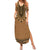 Brown African Dashiki With Fijian Tapa Pattern Summer Maxi Dress