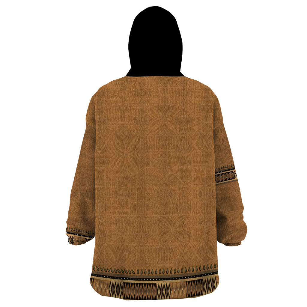 Brown African Dashiki With Fijian Tapa Pattern Wearable Blanket Hoodie