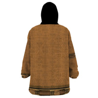 Brown African Dashiki With Fijian Tapa Pattern Wearable Blanket Hoodie