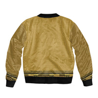 Gold African Dashiki With Fijian Tapa Pattern Bomber Jacket