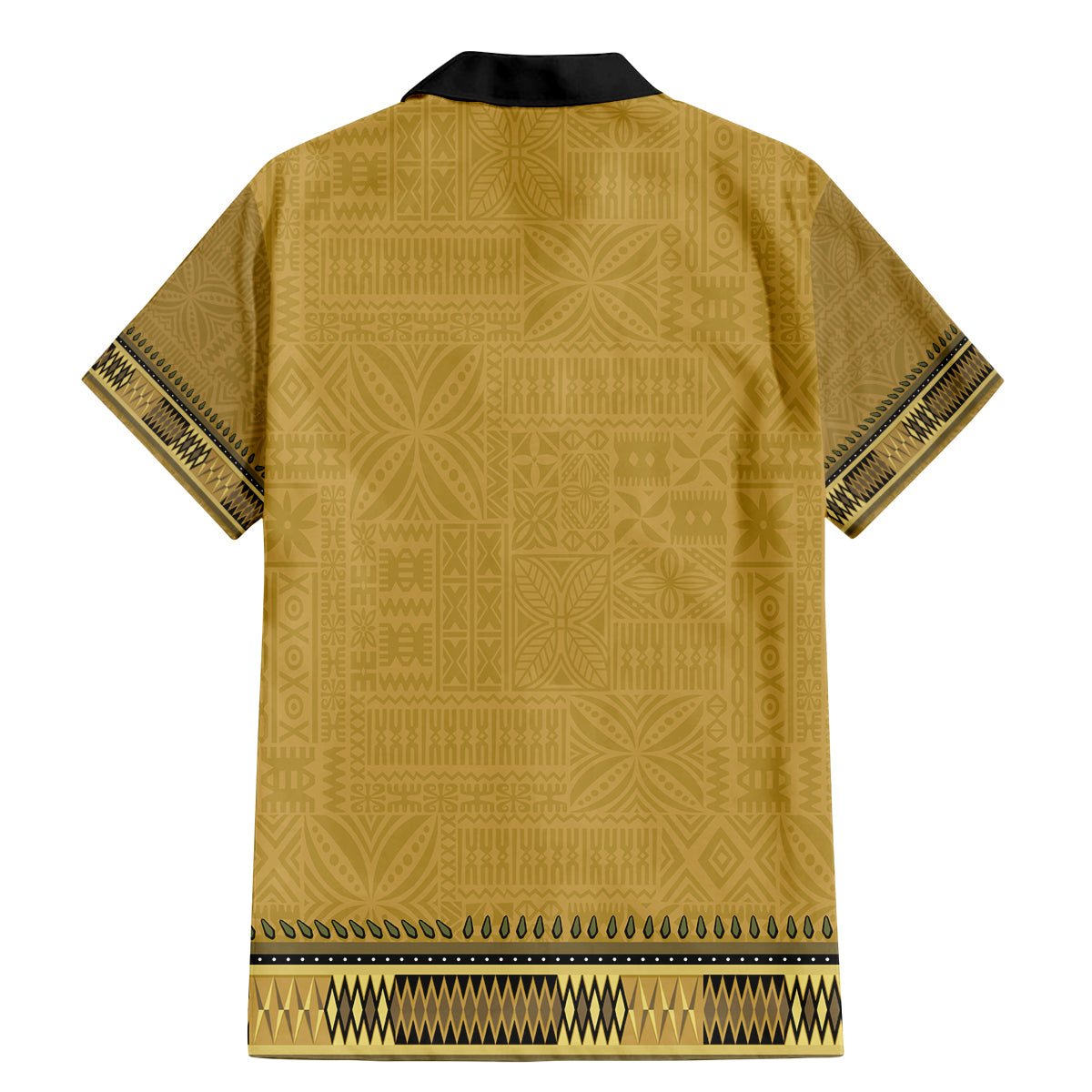 Gold African Dashiki With Fijian Tapa Pattern Family Matching Mermaid Dress and Hawaiian Shirt LT14 - Polynesian Pride