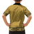 Gold African Dashiki With Fijian Tapa Pattern Family Matching Off Shoulder Short Dress and Hawaiian Shirt