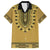Gold African Dashiki With Fijian Tapa Pattern Family Matching Off Shoulder Short Dress and Hawaiian Shirt