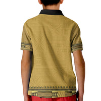 Gold African Dashiki With Fijian Tapa Pattern Kid Polo Shirt