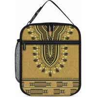 Gold African Dashiki With Fijian Tapa Pattern Lunch Bag LT14 10.2 × 8.3 × 4.3 inch Gold - Polynesian Pride