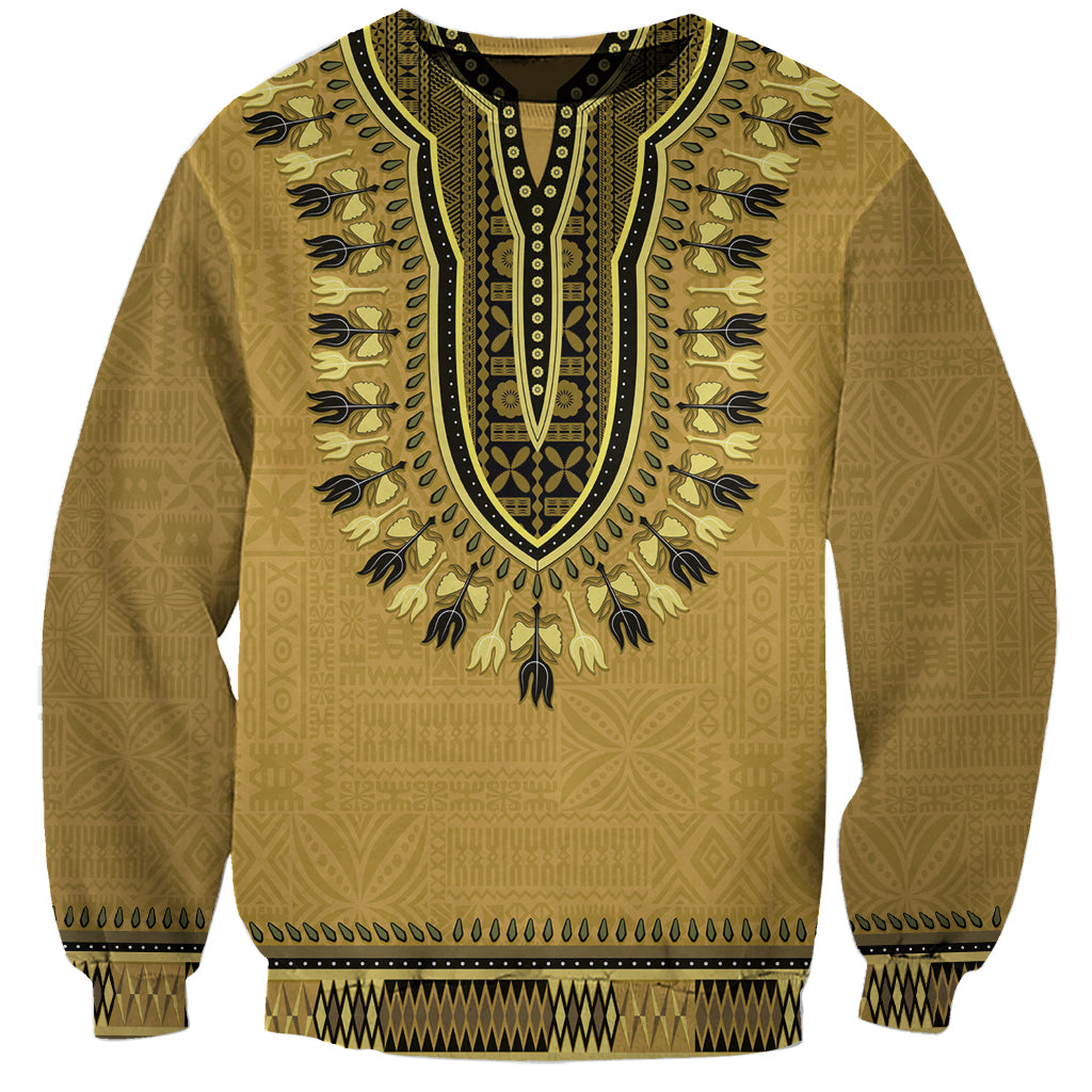 Gold African Dashiki With Fijian Tapa Pattern Sweatshirt