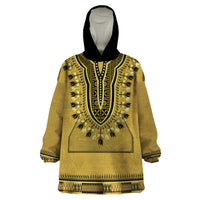 Gold African Dashiki With Fijian Tapa Pattern Wearable Blanket Hoodie