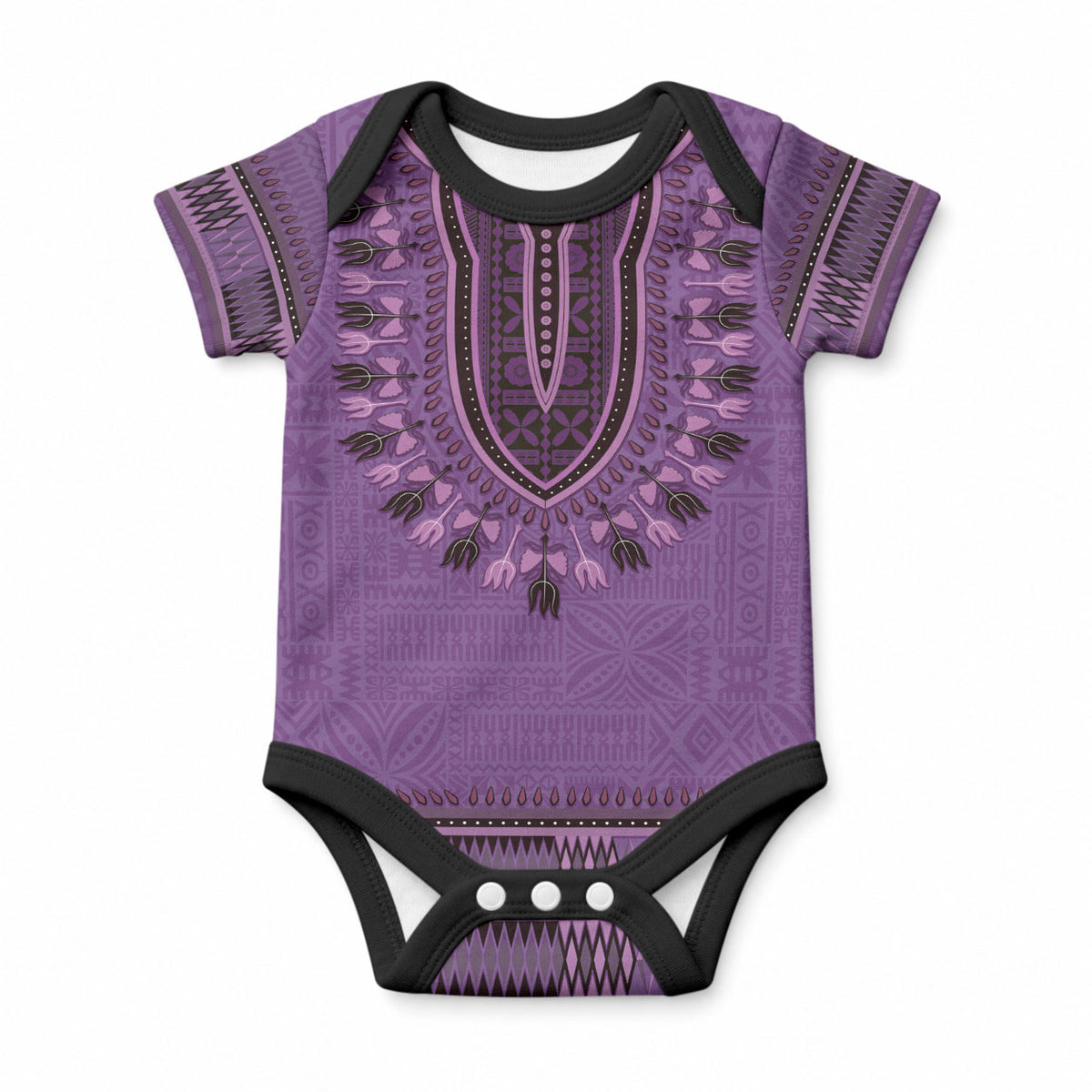 Purple African Dashiki With Fijian Tapa Pattern Baby Onesie LT14 Purple - Polynesian Pride